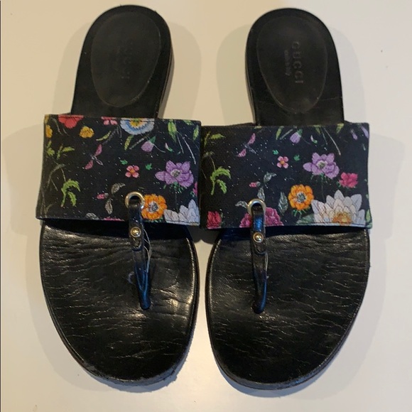 gucci floral sandals